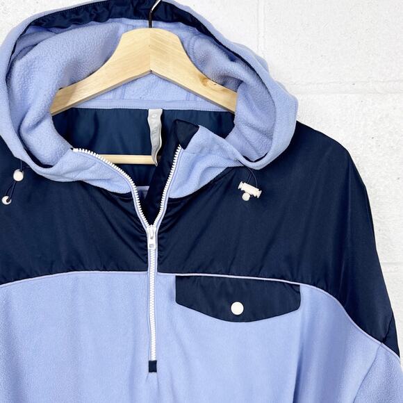 Athleta‎ Zion Microfleece Pullover Hoodie Womens M Blue Colorblock - Picture 6 of 8